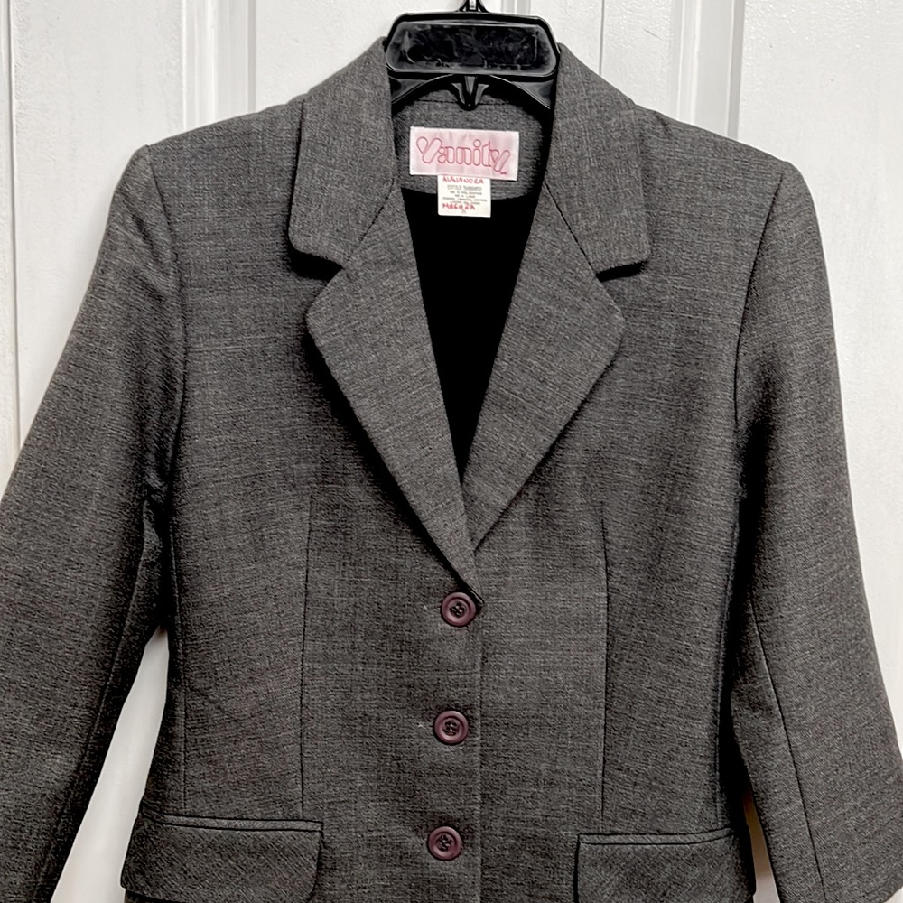 Vanity Dark Gray Mid Sleeve Pocket Blazer Size XS